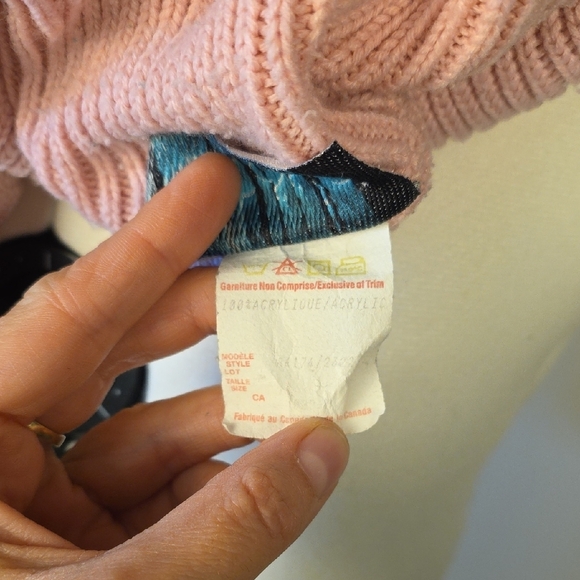 Vintage Jessie Pink Cable Knit Turtleneck Sweater – Made in Canada - Picture 3 of 6